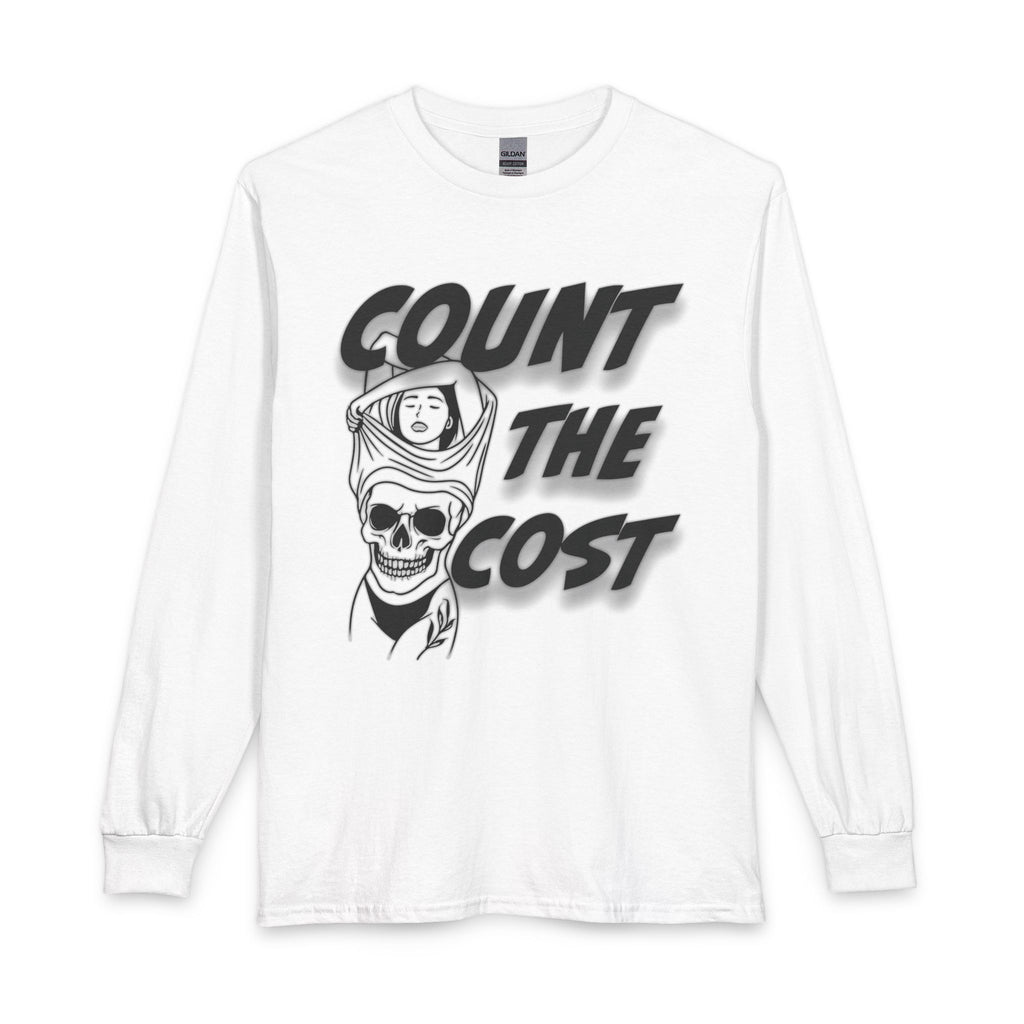 Count the Cost Long Sleeve Tee — Ecclesiastes 7:26 Christian Graphic Shirt