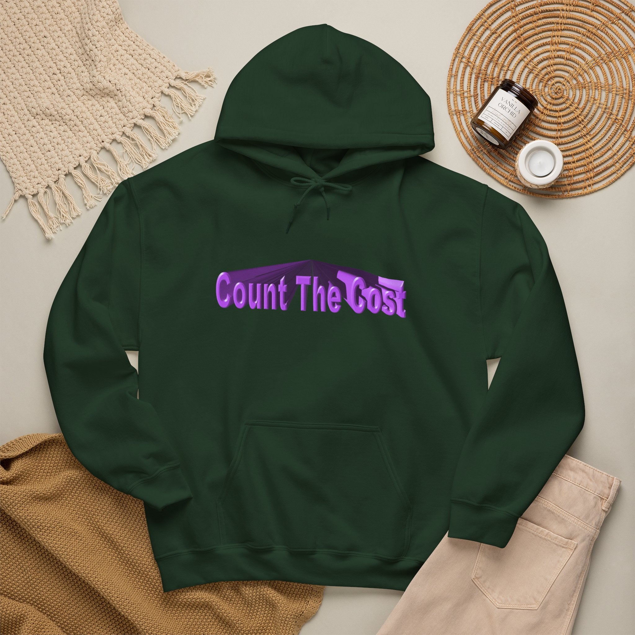Count The Cost Hoodie — Christian Faith Quote Pullover (Matthew 10:32–33)