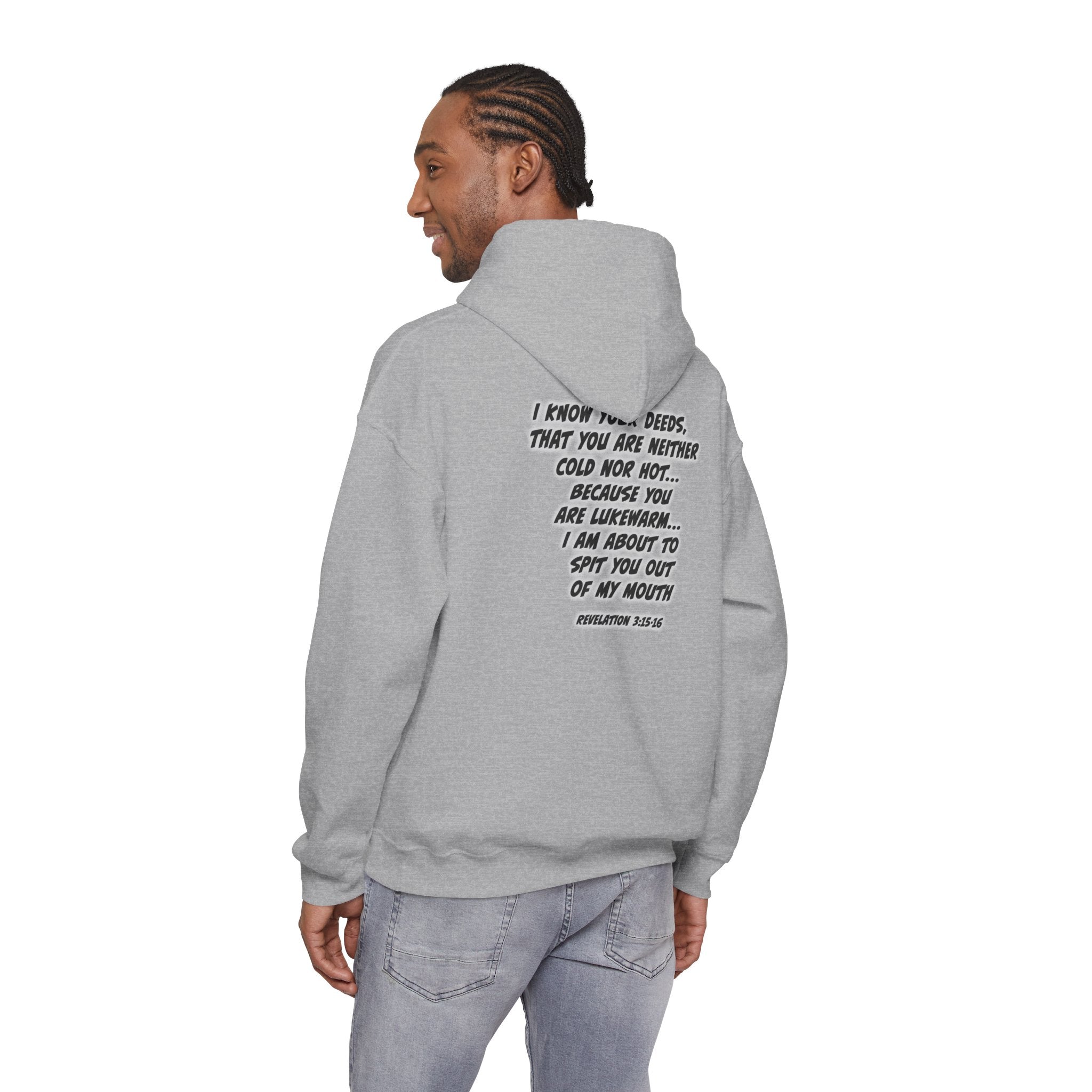 Repent Religious Hoodie — Vintage Jesus Graphic with Revelation 3:16 Back Quote