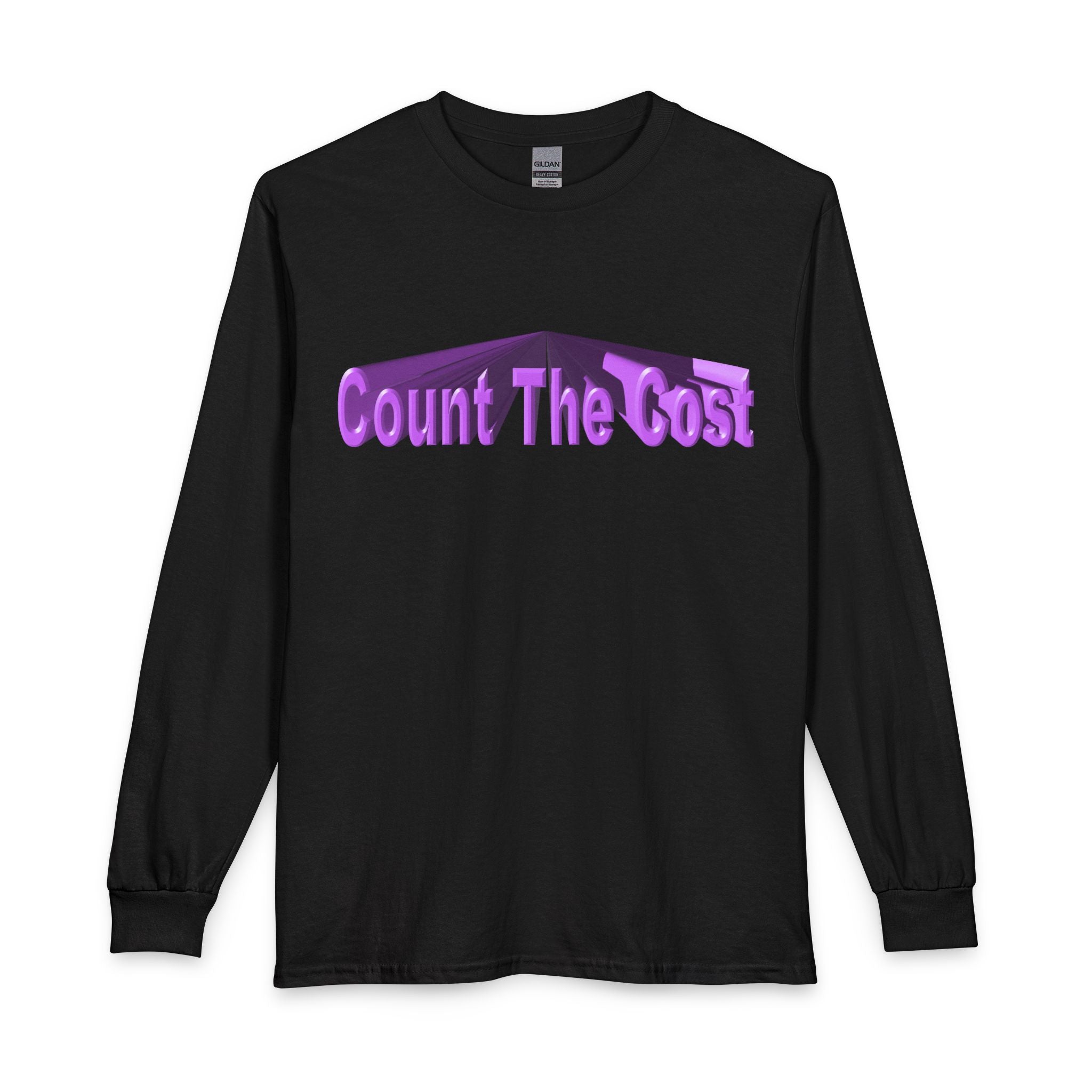 Count The Cost Long Sleeve Shirt — Christian Faith Verse Graphic Tee