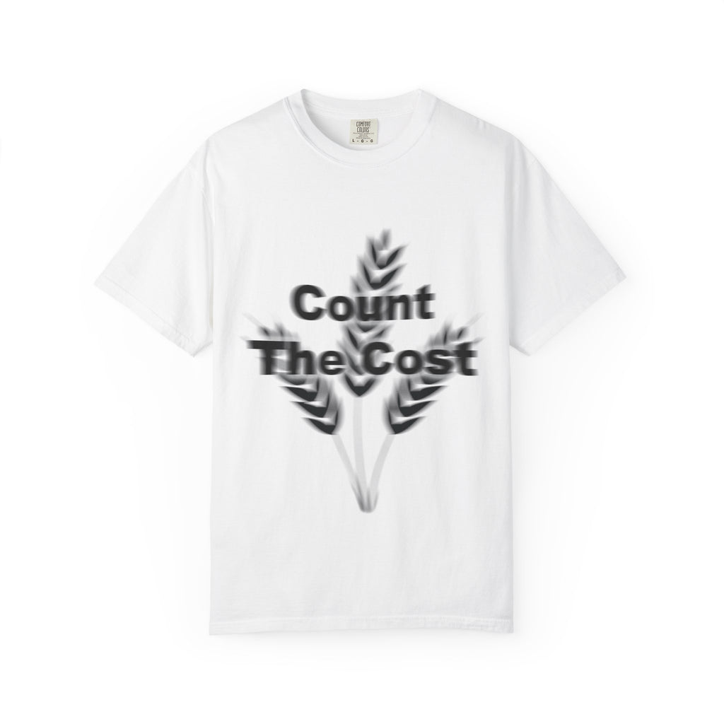 "Blurry" Count The Cost T-Shirt — John 12:24-25 Wheat Design