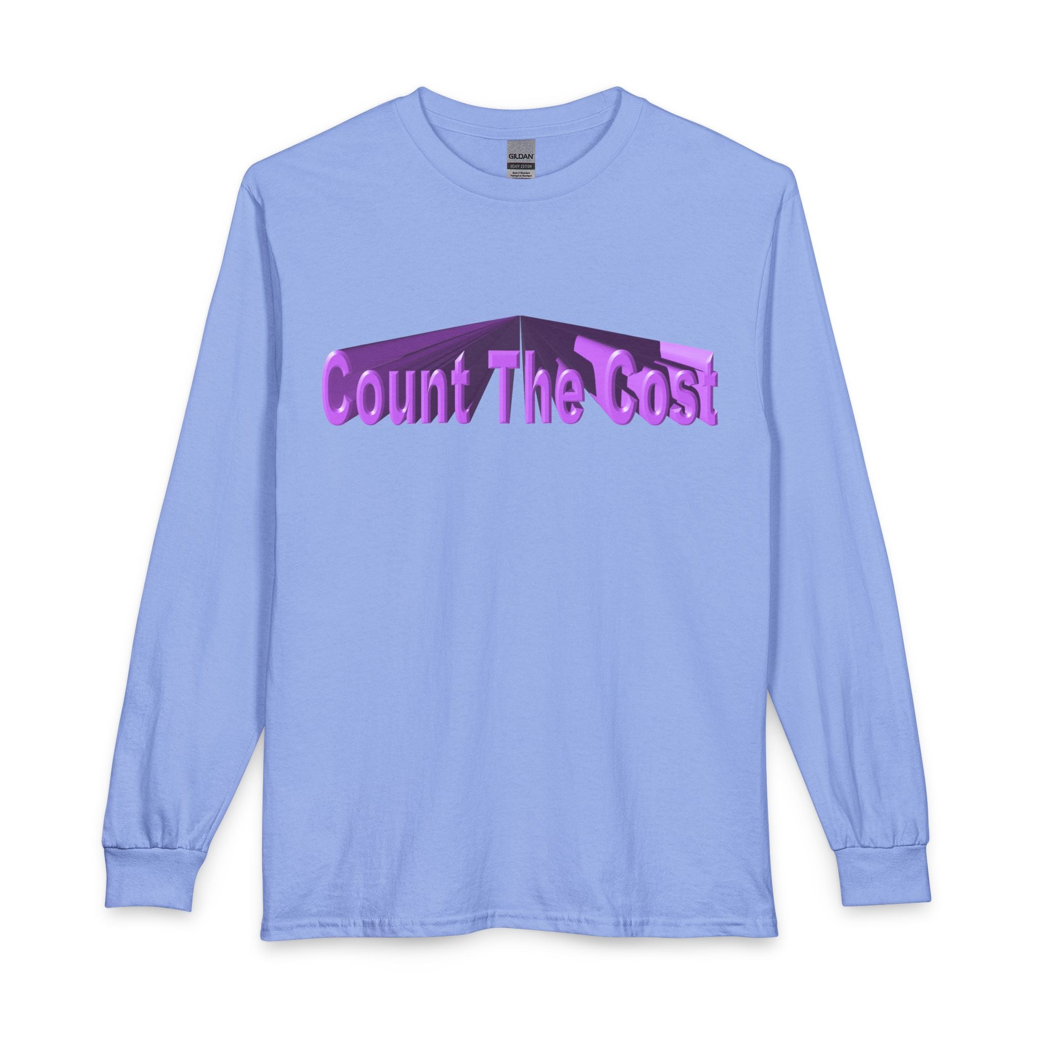 Count The Cost Long Sleeve Shirt — Christian Faith Verse Graphic Tee