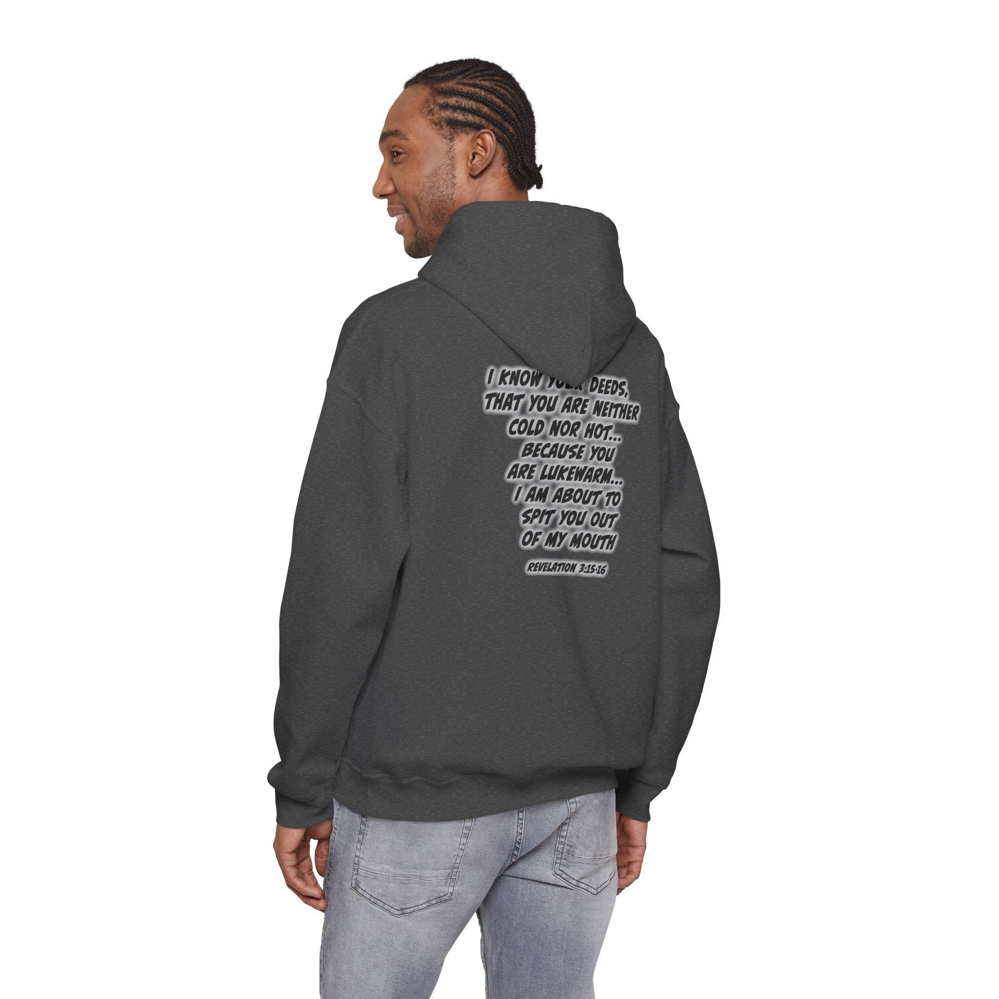 Repent Religious Hoodie — Vintage Jesus Graphic with Revelation 3:16 Back Quote