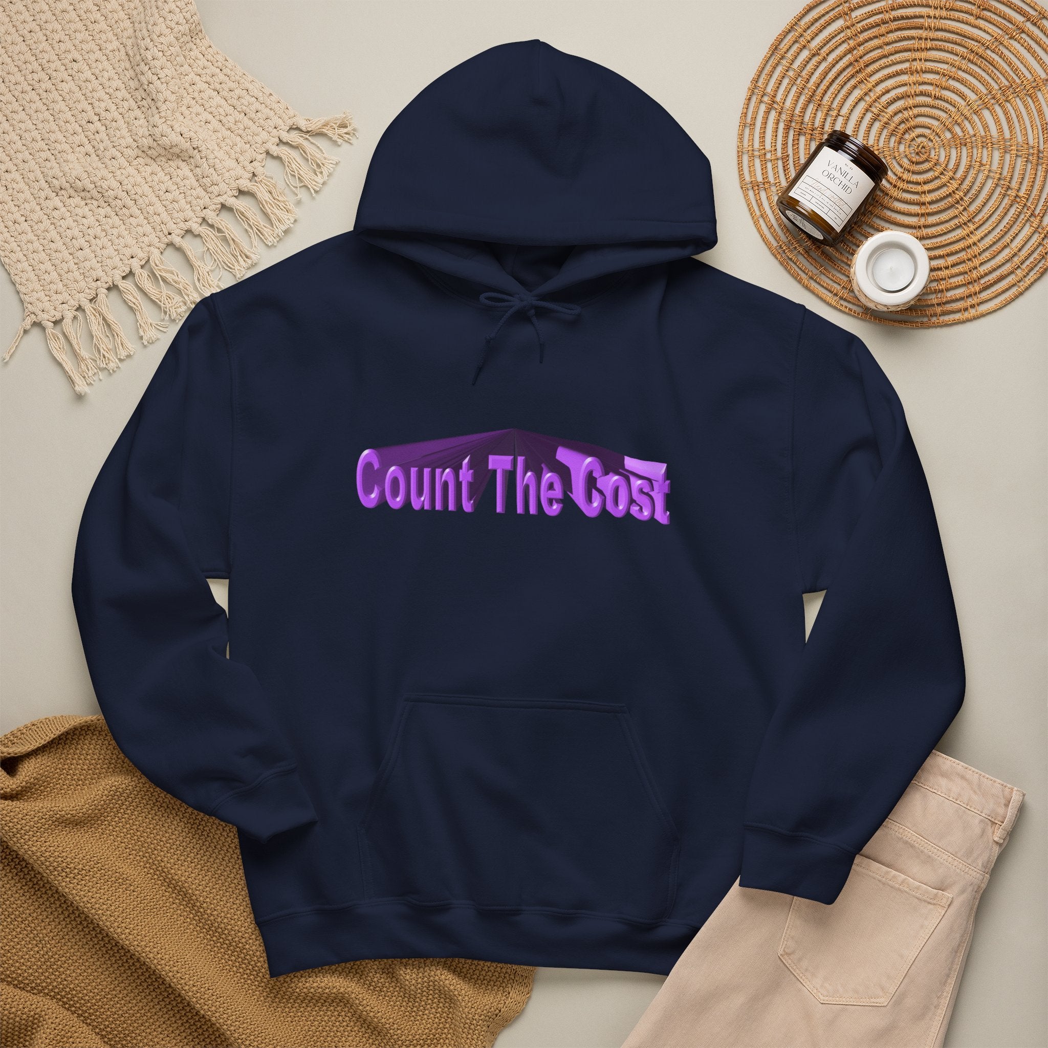 Count The Cost Hoodie — Christian Faith Quote Pullover (Matthew 10:32–33)