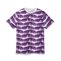 Count The Cost Patterned Tee — Purple All-Over Print Graphic T-Shirt