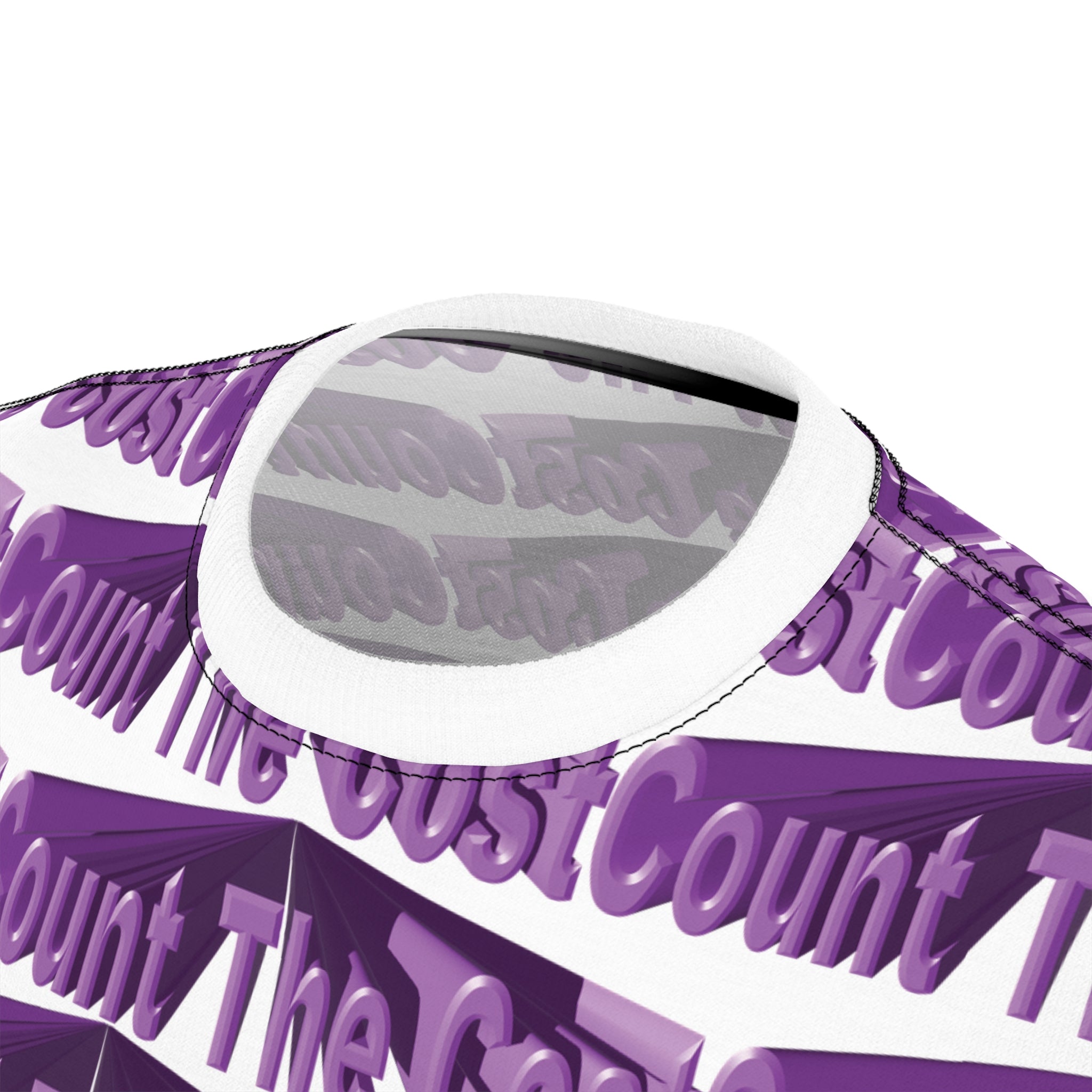 Count The Cost Patterned Tee — Purple All-Over Print Graphic T-Shirt