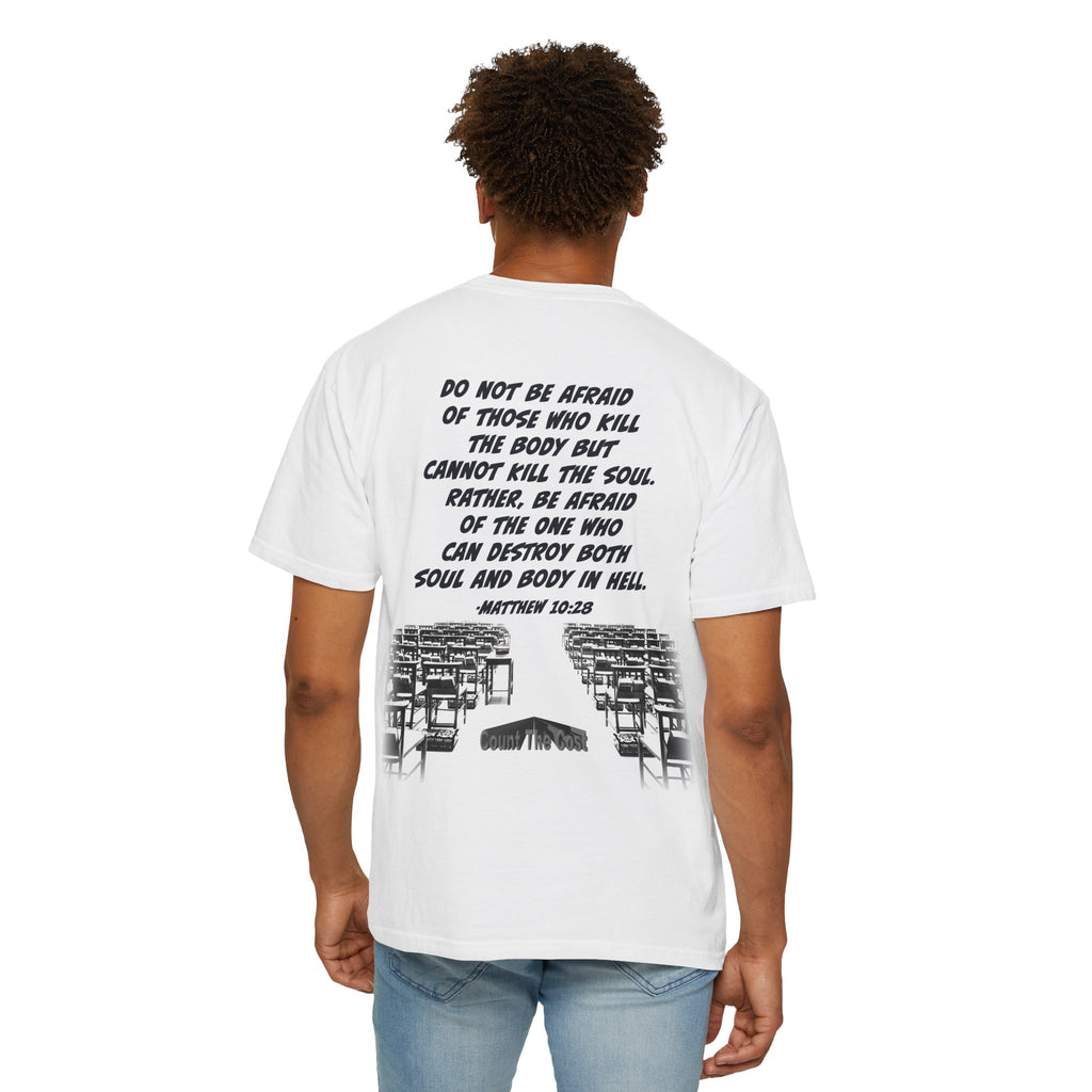 Biblical Verse T-Shirt — “Fear not, for I am with you” Isaiah 41:10 | Matthew 10:28 Back Design