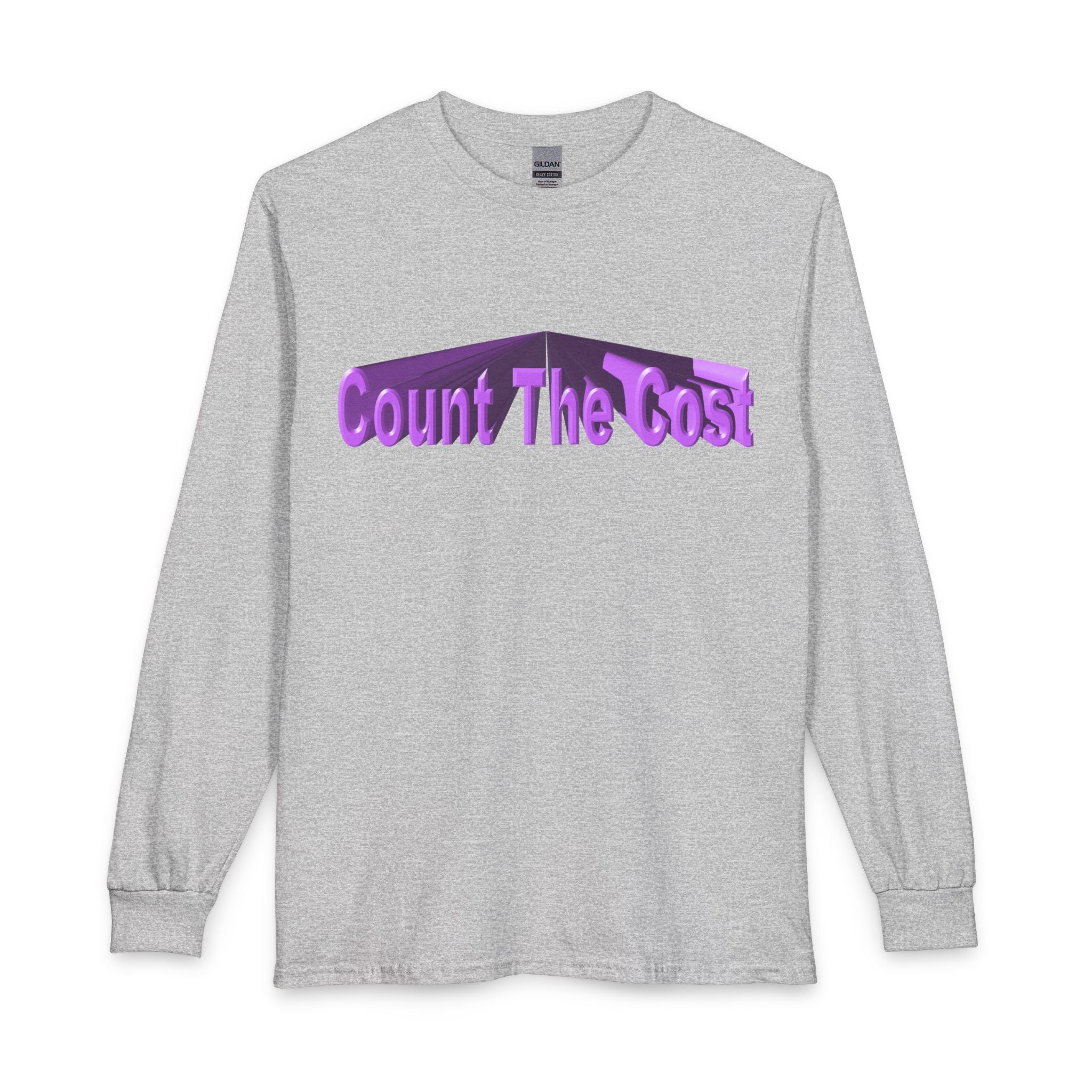 Count The Cost Long Sleeve Shirt — Christian Faith Verse Graphic Tee