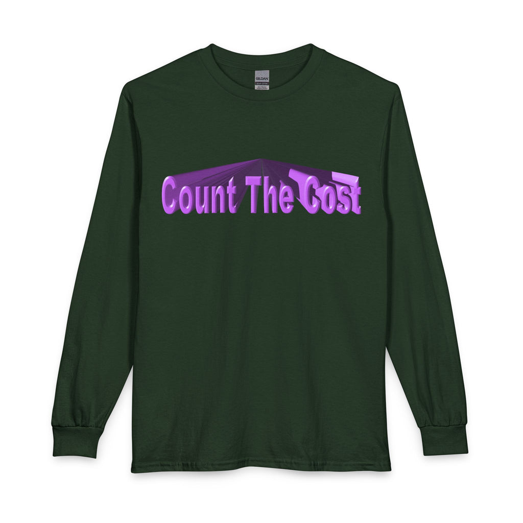 Count The Cost Long Sleeve Shirt — Christian Faith Verse Graphic Tee