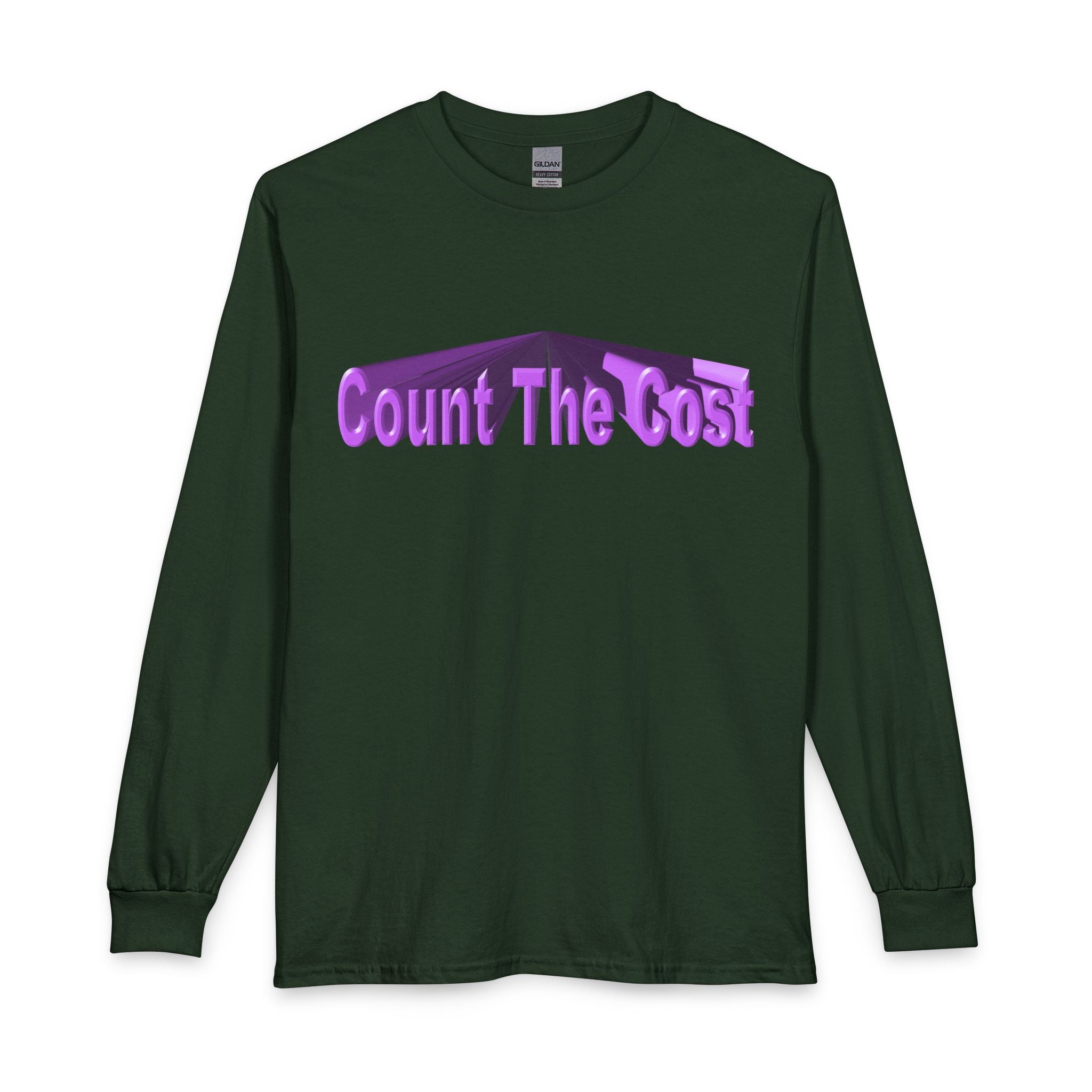Count The Cost Long Sleeve Shirt — Christian Faith Verse Graphic Tee