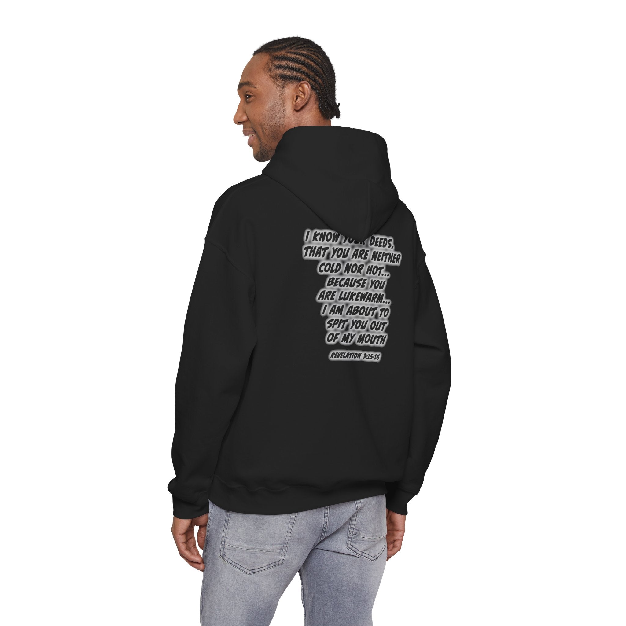 Repent Religious Hoodie — Vintage Jesus Graphic with Revelation 3:16 Back Quote