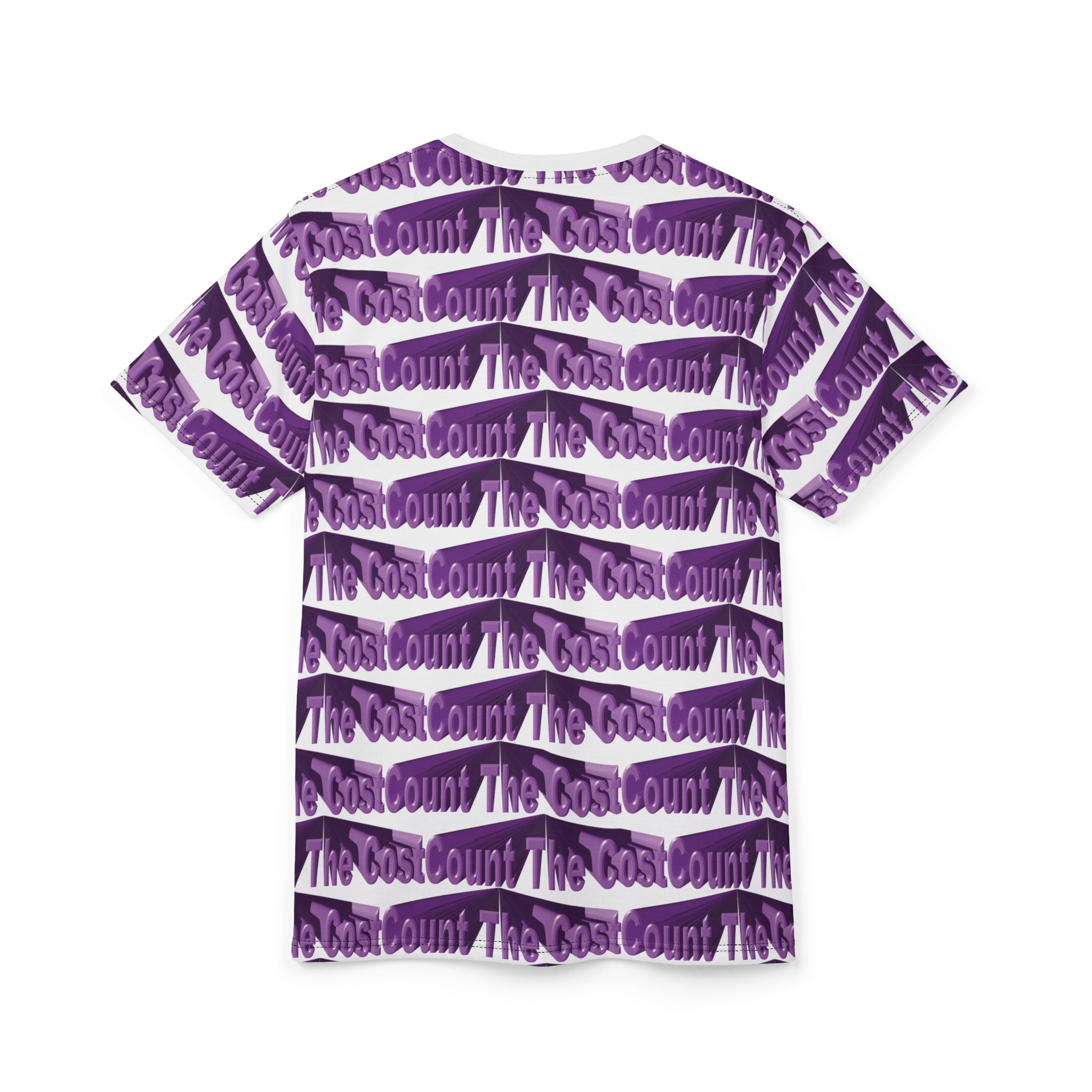 Count The Cost Patterned Tee — Purple All-Over Print Graphic T-Shirt